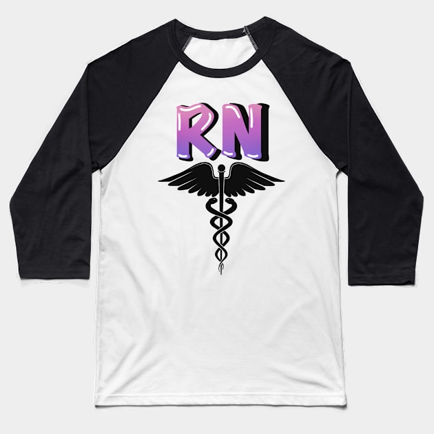 Registered Nurse Caduceus Symbol Baseball T-Shirt by JadesCanvas